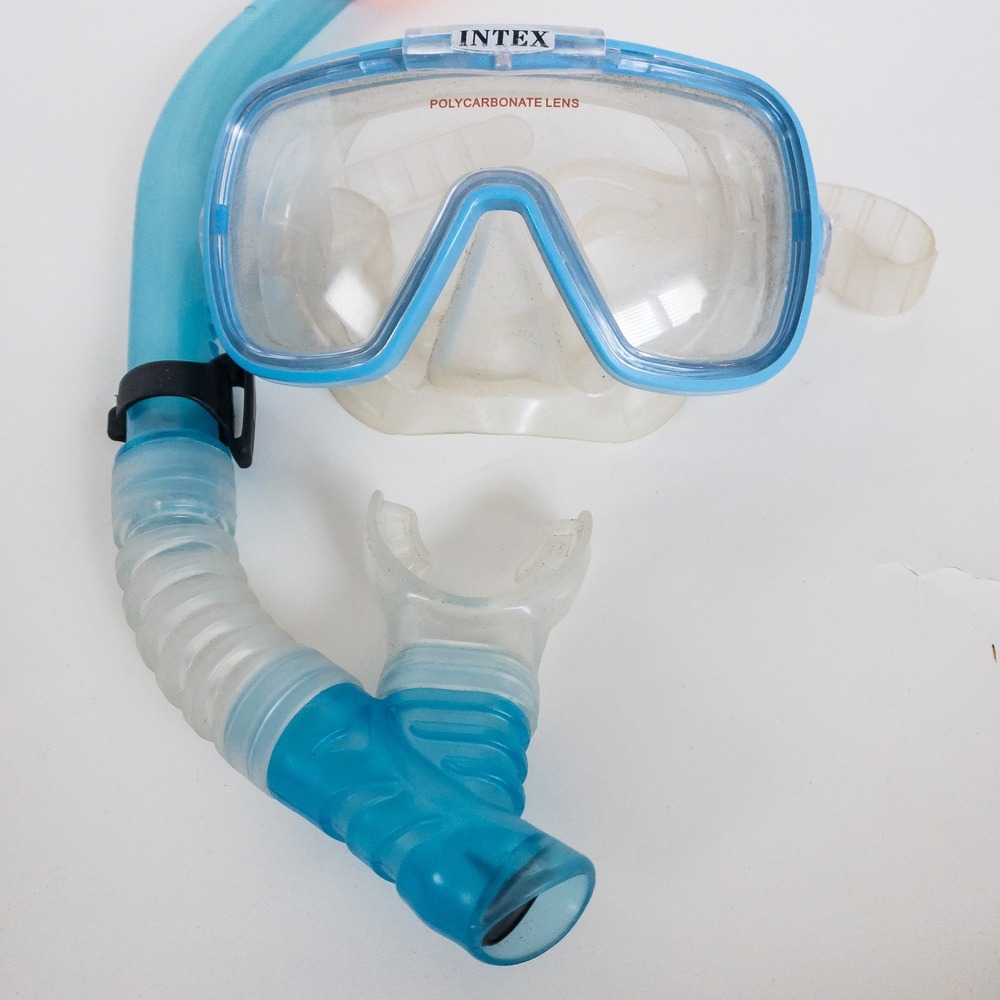 Intex Snorkel Mask Set Unisex OS Blue Polycarbonate Lens Silicone Water Sports